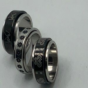 Set of 3 Spinner Rings Fidget Meditation Band Rings Stainless Steel